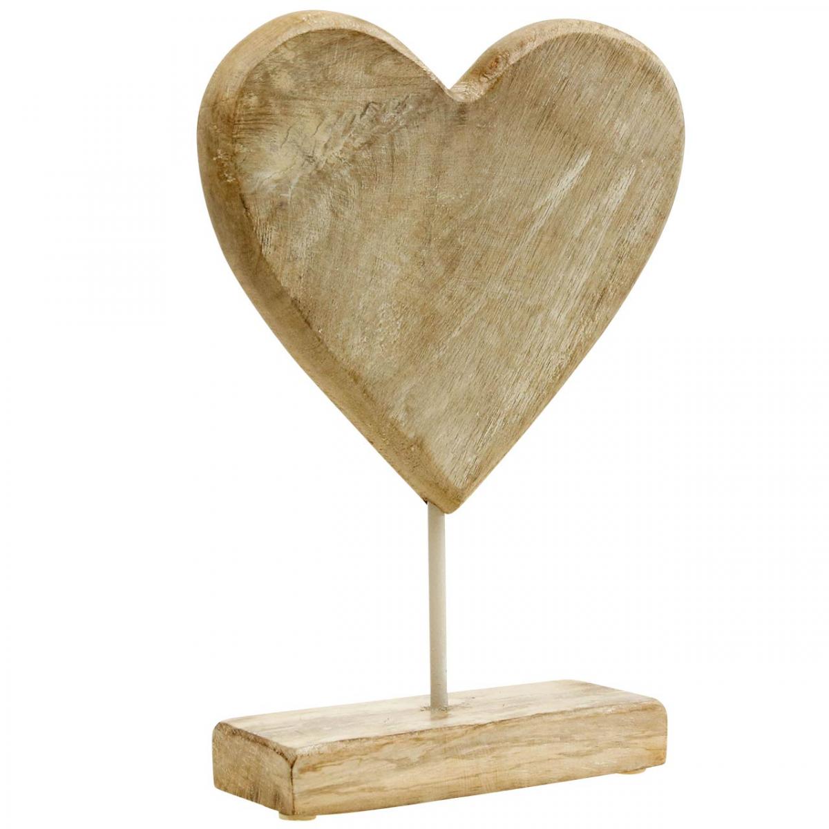Cuore in legno cuore su un bastone deco cuore in legno  naturale 25,5 cm H33 cm-08625