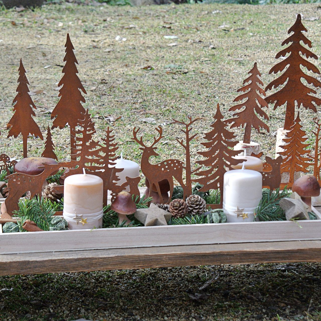Vassoio in legno foresta con animali 35 cm x 15 cm