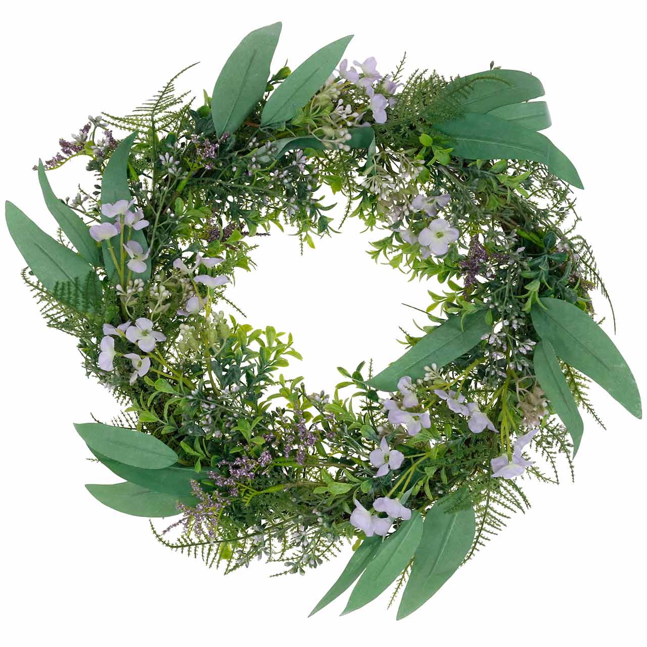 fiori artificiali di lavanda estivi con foglie verdi e ortensie in seta bianca decorazione da parete per finestre Ghirlanda di eucalipto da 45 cm per porta di casa fiori artificiali di lavanda estivi con foglie verdi e ortensie in seta bianca decorazione da parete per finestre Ghirlanda di eucalipto da 45 cm per porta di casa