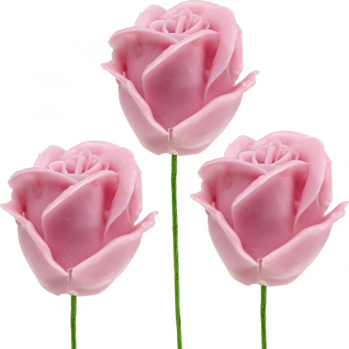 Rose finte rosa cera rose deco rose cera Ø6cm 18p-05858