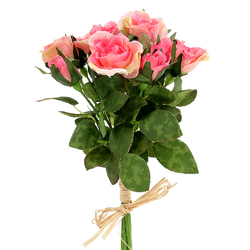 ROSE Mazzo di Fiori 30 cm Rosa Fiori Artificiali Hortensie ROSE Bellis Arte Fiore 