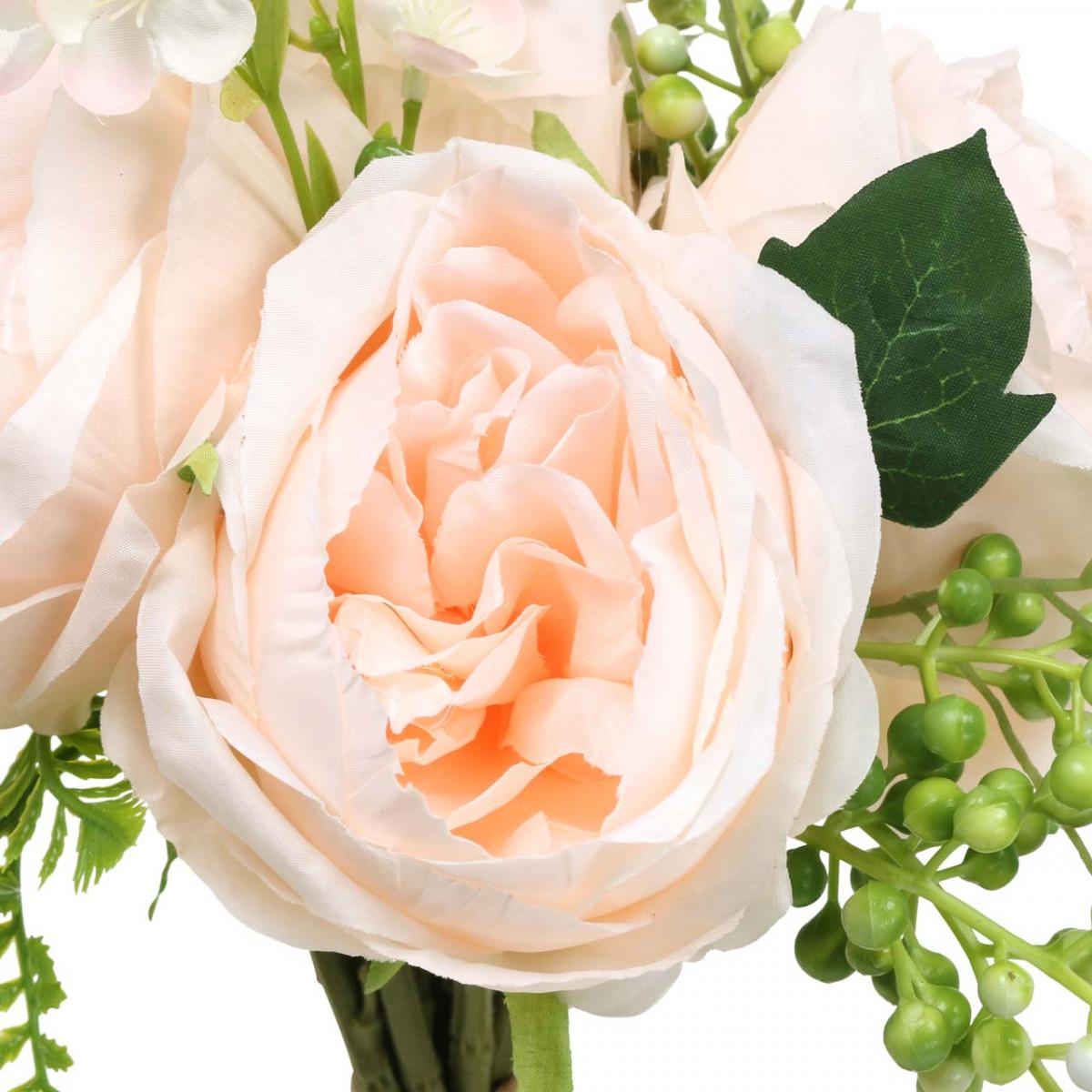Bouquet di rose artificiali, bouquet di fiori di seta, rose in mazzo, bouquet di rose artificiali rosa L28cm