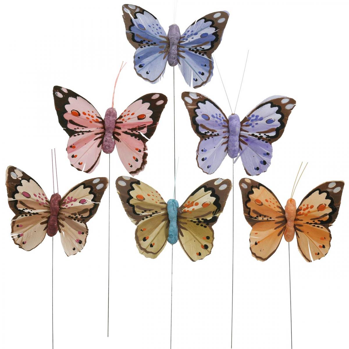 Set di 24  Penne a sfera vari colori a forma di Farfalla  con Piume.Idea regalo 