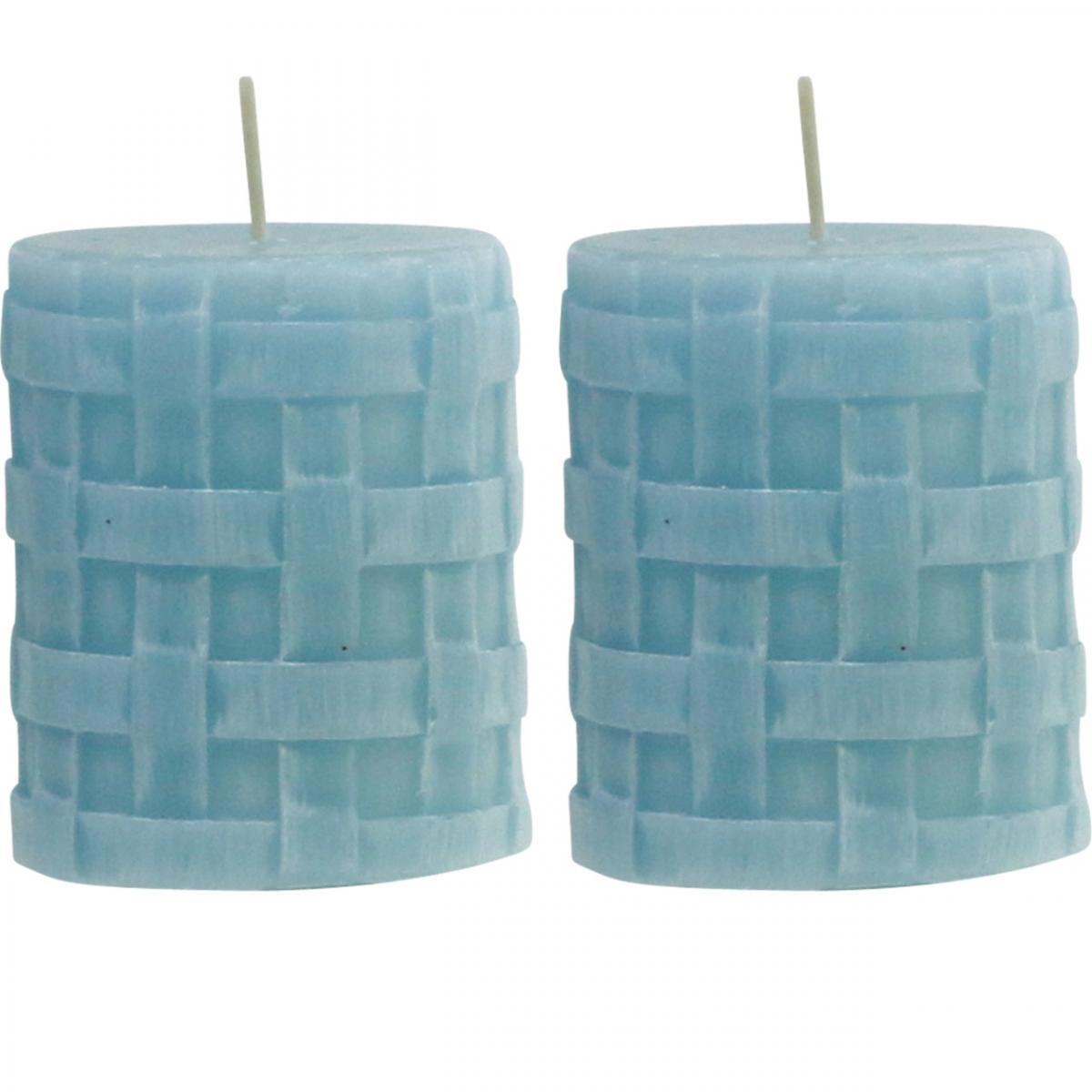 Candele pilastro rustico blu 80/65 candele rustiche  2pz-370168