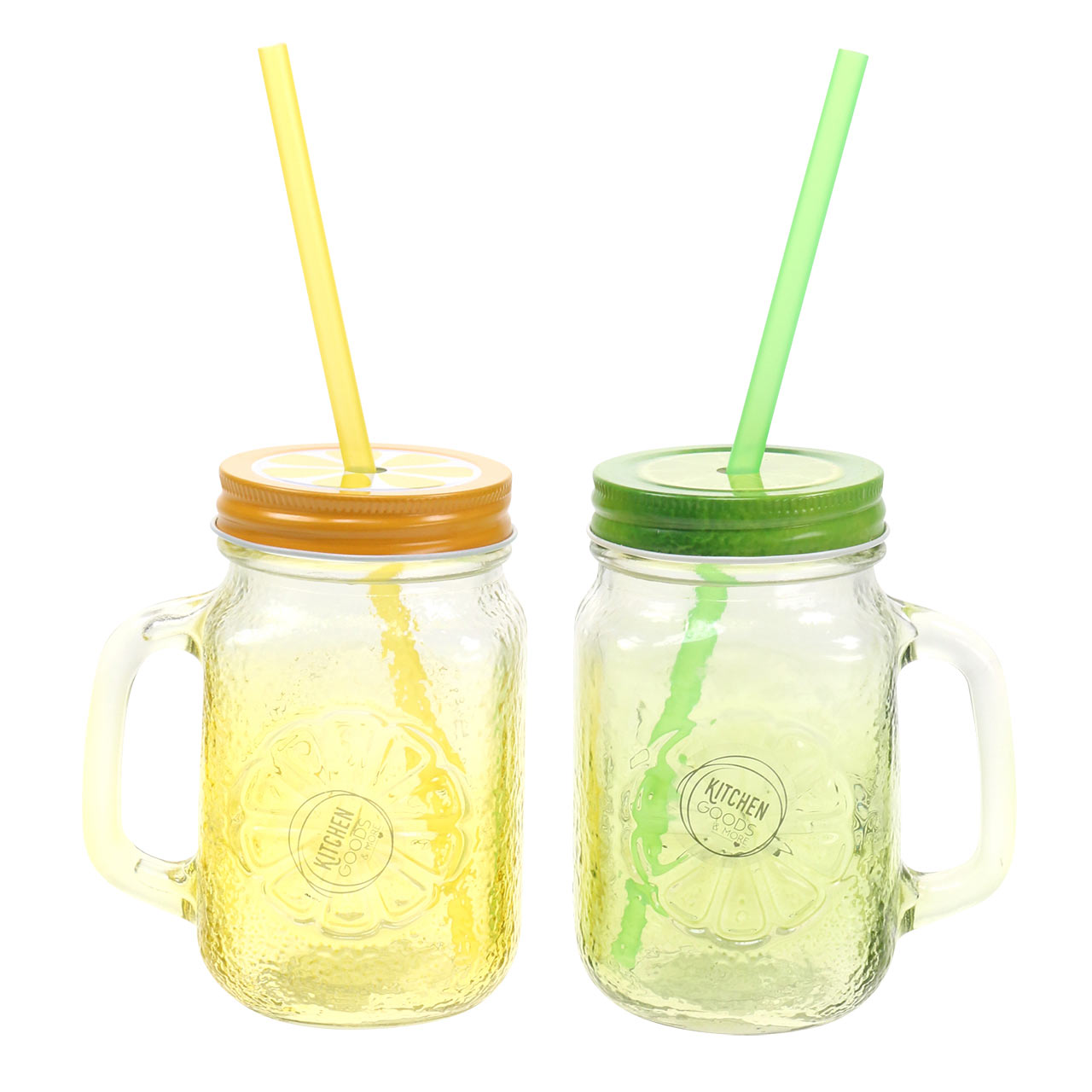 Orion Group Bicchiere In Vetro Con Coperchio E Cannuccia – 450 Ml, Decorazione 'Ice Cold Drink', Ideale Per Cocktail E Limonate