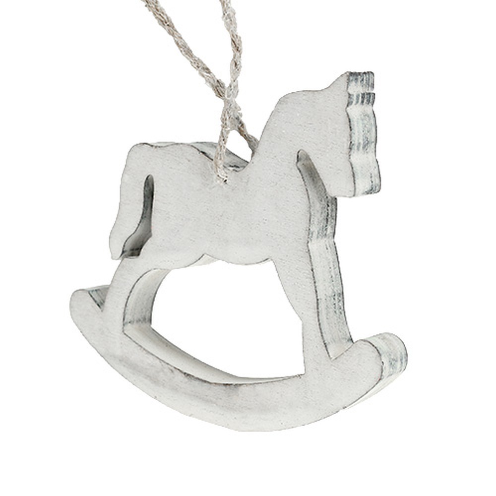 Cavallo A Dondolo In Legno Decorazione Natalizia - Rosso, Bianco, Verde, 21 Cm, Stile Rustico E Nostalgico - Foto 10