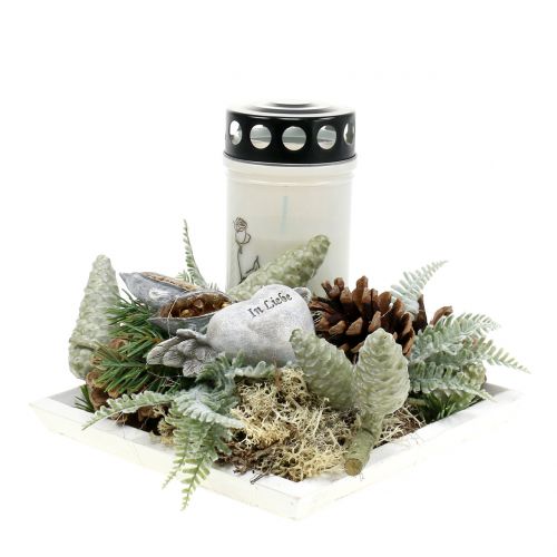 Floristik24 Vassoio in legno bianco 20cmx20cm