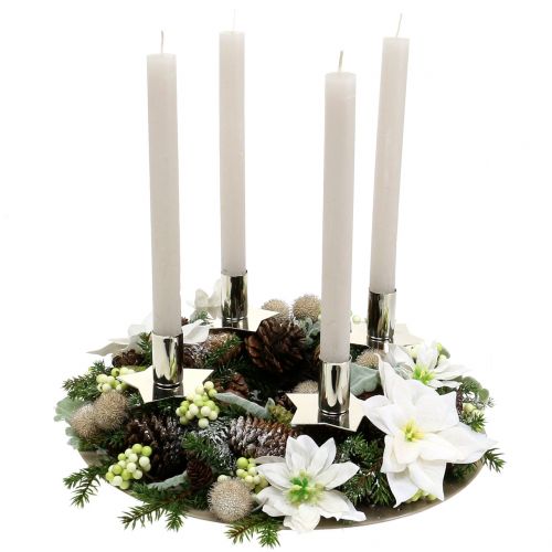 Floristik24 Stella di Natale a grappolo bianca Ø18cm L30cm