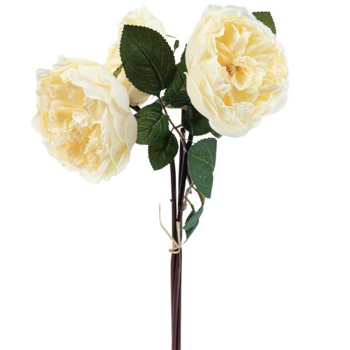 Floristik24 Rose artificiali come veri fiori artificiali color crema 48 cm 3 pezzi