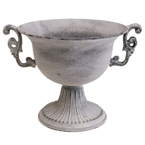 Ciotola decorativa tazza decorativa in metallo lavato bianco Ø20cm H17.5cm