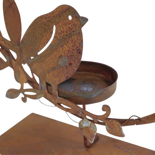 Prodotto Porta tealight con fiore decorativo per uccelli effetto ruggine 24×27×6 cm