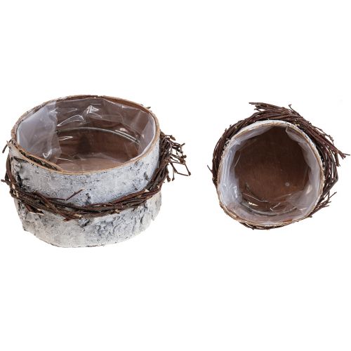 Prodotto Fioriera in legno di betulla vaso in legno di betulla bianco Ø11/16cm set di 2