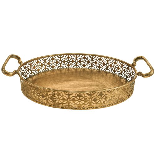 Vassoio decorativo vassoio ovale in metallo dorato dall&#39;aspetto antico oro set di 3
