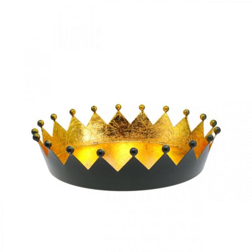 Floristik24 Decorazione da tavola Corona natalizia in oro nero Ø16,5 cm H6 cm