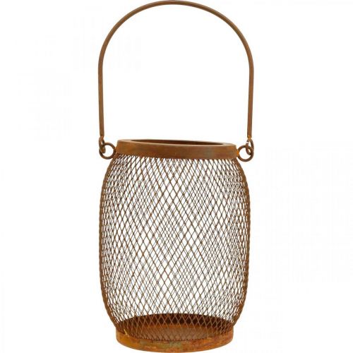 Floristik24 Lanterna decorativa con manico in metallo effetto ruggine Ø12,5cm H17cm