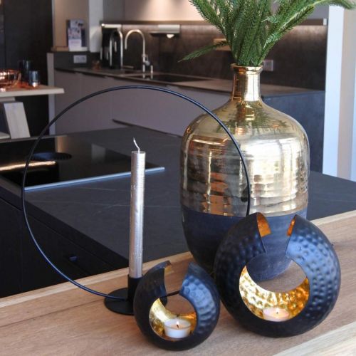 Floristik24 Vaso Decorativo Vaso Ceramica Nero/Oro Grande Ø21cm H37.5cm