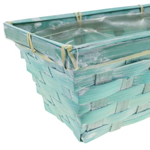 Prodotto Fioriera, cesto per piante intrecciato, cesto per trucioli quadrato verde/bianco 25 cm 6 pz