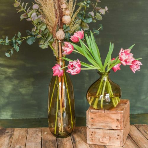 Floristik24 Vaso in vetro marrone grande vaso da terra o decorazione da tavola in vetro Ø15cm H40cm