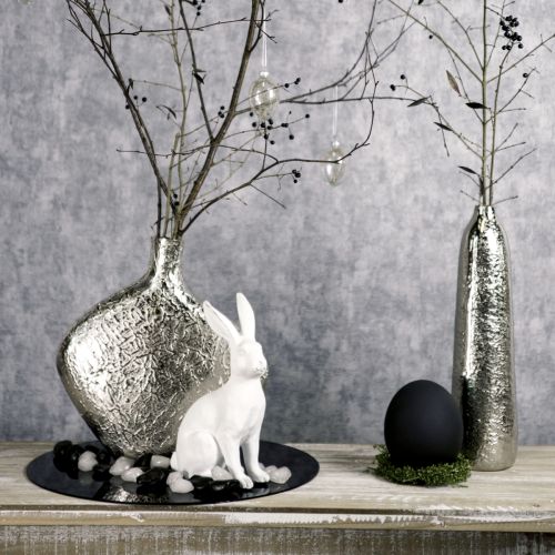 Prodotto Vaso decorativo in metallo martellato vaso da fiori argento 24x8x27cm