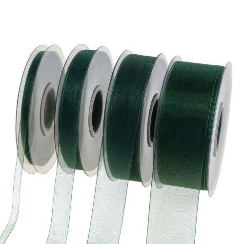 Floristik24 Nastro in organza verde nastro regalo nastro tessuto bordo verde abete 50m