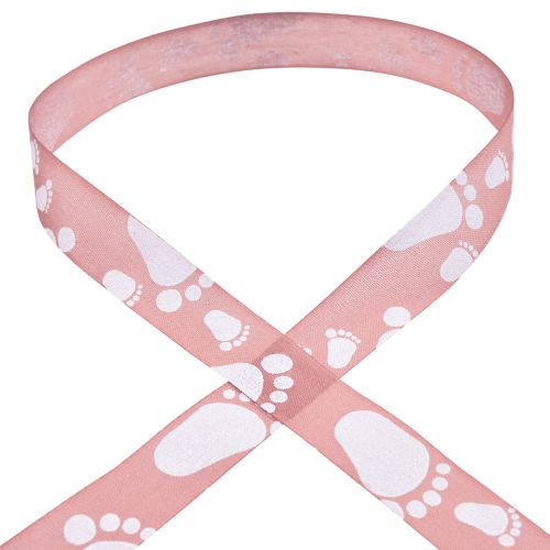 Prodotto Nastro regalo decorazione piedini bambino nastro battesimo rosa 25mm 16m