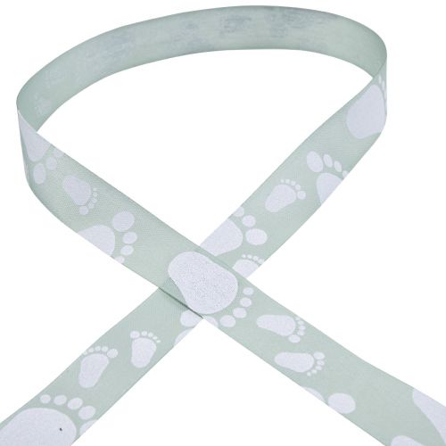 Prodotto Nastro regalo decorazione piedini bambino battesimo verde 25mm 16m