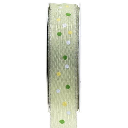 Prodotto Nastro regalo con nastro a pois verde 25 mm 18 m