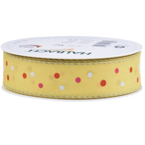 Prodotto Nastro regalo con nastro a pois giallo 25 mm 18 m