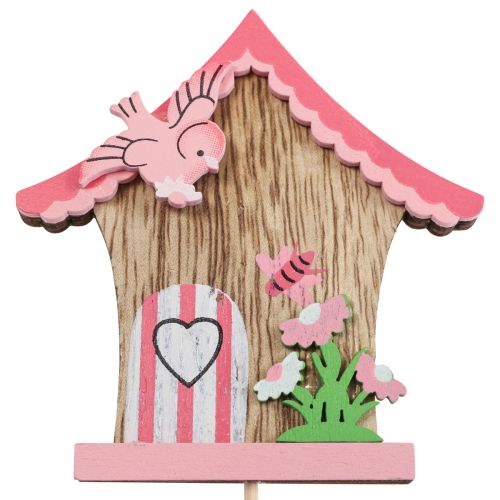 Floristik24 Spina fiore spina decorativa in legno casetta per uccelli 7,5x8cm 12 pezzi