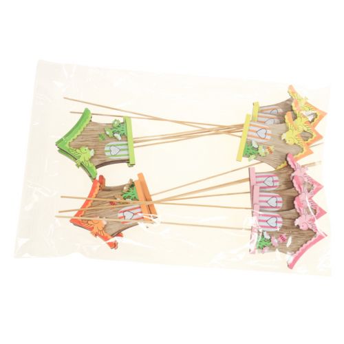 Floristik24 Spina fiore spina decorativa in legno casetta per uccelli 7,5x8cm 12 pezzi