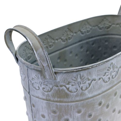Floristik24 Vaso da fiori ovale con manici Jardiniere metallo 24/19/14 cm 3 pezzi