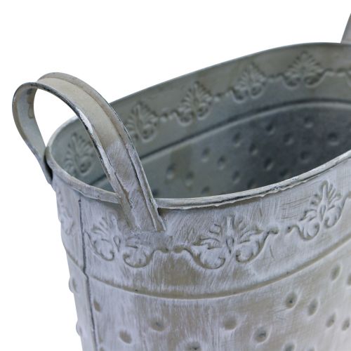 Prodotto Vaso da fiori ovale con manici Jardiniere metallo 24/19/14cm set di 3