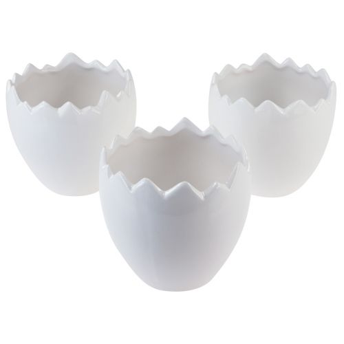 Floristik24 Vaso da fiori fioriera in ceramica bianco d'uovo Ø11,5 cm H11,5 cm 3 pz