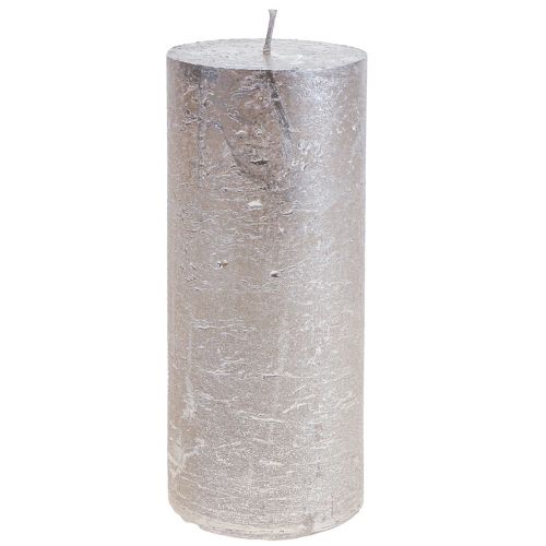 Candele a colonna modello platino lucido 200mm Ø85mm 2 pezzi