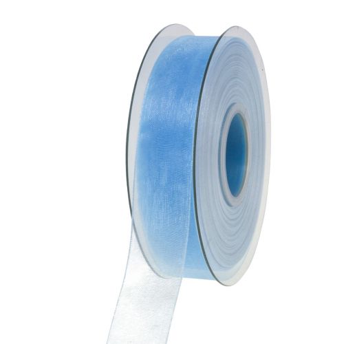 Floristik24 Nastro in organza nastro regalo nastro azzurro cimosa blu 25mm 50m