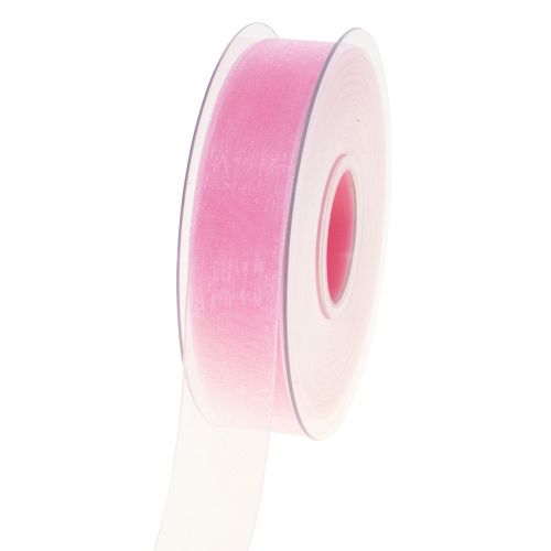 Floristik24 Nastro in organza nastro regalo nastro rosa cimosa 25mm 50m