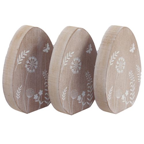 Prodotto Decorazione da tavolo Uovo di Pasqua Decorazione in legno Portauovo in legno 14,5 cm 3 pezzi