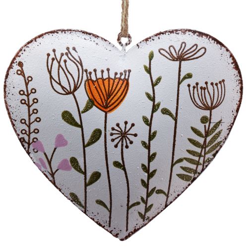 Prodotto Decorazione da appendere decorazione in metallo cuori e fiori bianchi 10 cm 4 pz