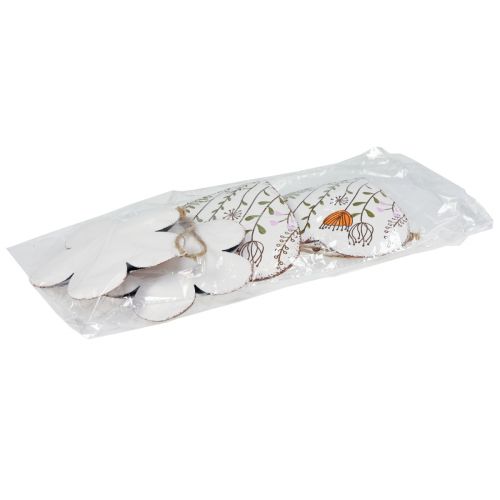 Prodotto Decorazione da appendere decorazione in metallo cuori e fiori bianchi 10 cm 4 pz