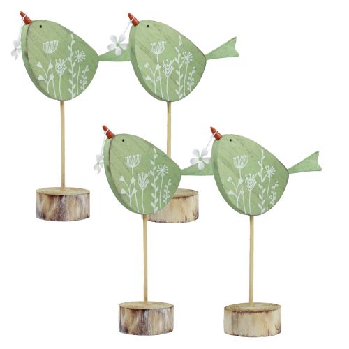 Decorazione da tavolo decorativa per uccelli Decorazione pasquale in legno menta 18x13,5 cm 4 pezzi