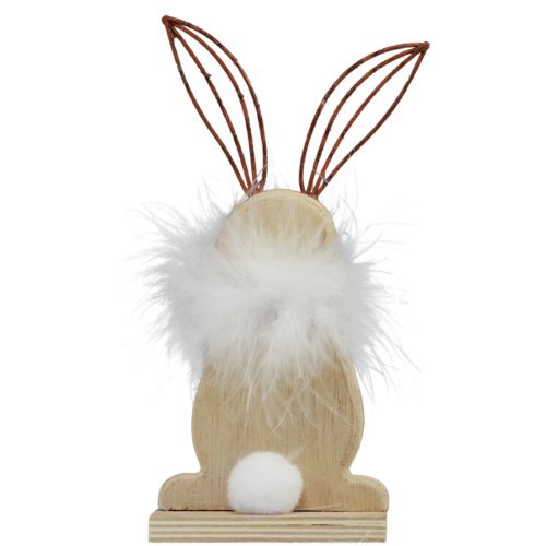 Prodotto Coniglietti decorativi in legno con piume Decorazione pasquale H17,5 cm 3 pz