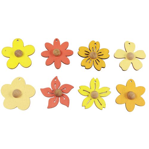 Floristik24 Fiori in legno da appendere decorazione decorazione estiva in legno giallo 4,5 cm 24 pezzi