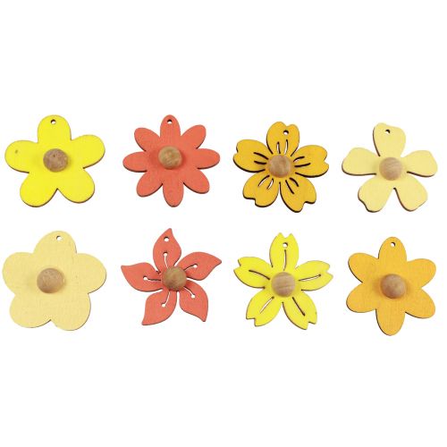 Fiori in legno da appendere decorazione decorazione estiva in legno giallo 4,5 cm 24 pz