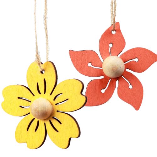 Prodotto Fiori in legno da appendere decorazione decorazione estiva in legno giallo 4,5 cm 24 pz
