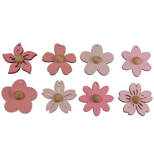 Prodotto Fiori in legno da appendere decorazione decorazione estiva in legno rosa 4,5 cm 24 pz