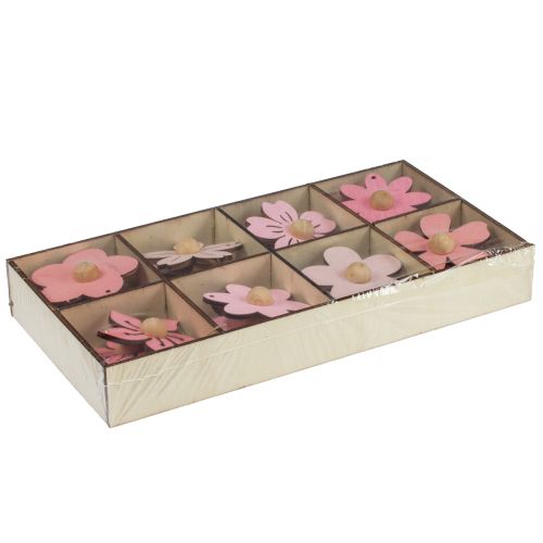 Prodotto Fiori in legno da appendere decorazione decorazione estiva in legno rosa 4,5 cm 24 pz