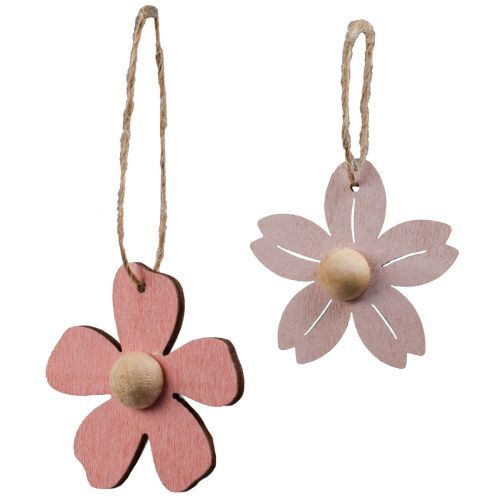 Prodotto Fiori in legno da appendere decorazione decorazione estiva in legno rosa 4,5 cm 24 pz