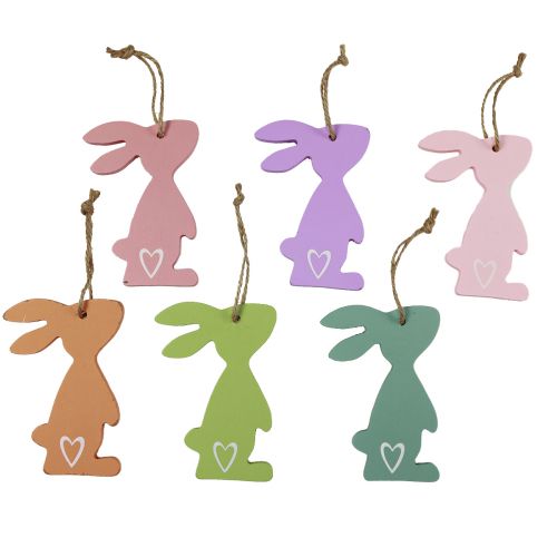 Prodotto Decorazione coniglietto pasquale decorazione da appendere in legno Decorazione pasquale pastello 10 cm 10 pezzi