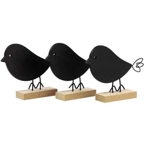 Uccelli decorativi uccelli in legno neri decorazione in legno primavera 13,5 cm 6 pezzi