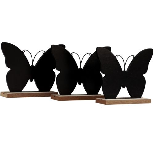Decorazione da tavolo decorazione in legno farfalla nera naturale 12 cm 6 pezzi